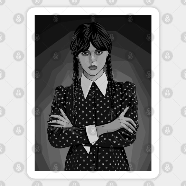 Jenna ortega/wednesday black&white Sticker by Morishasha